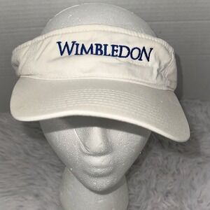 Wimbledon‎ Tennis Visor White Cotton Adjustable Hat Headmaster Inc Vintage